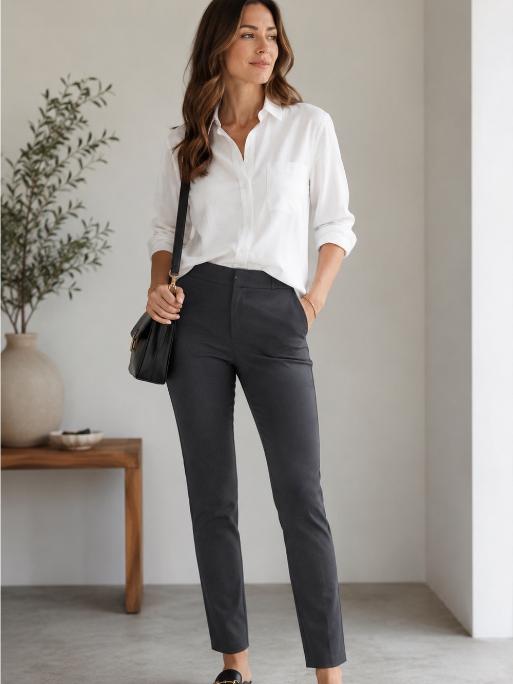 NWT The Reset Graphite Ponte Knit Slim Pants Large Japanese Stretch Fabric